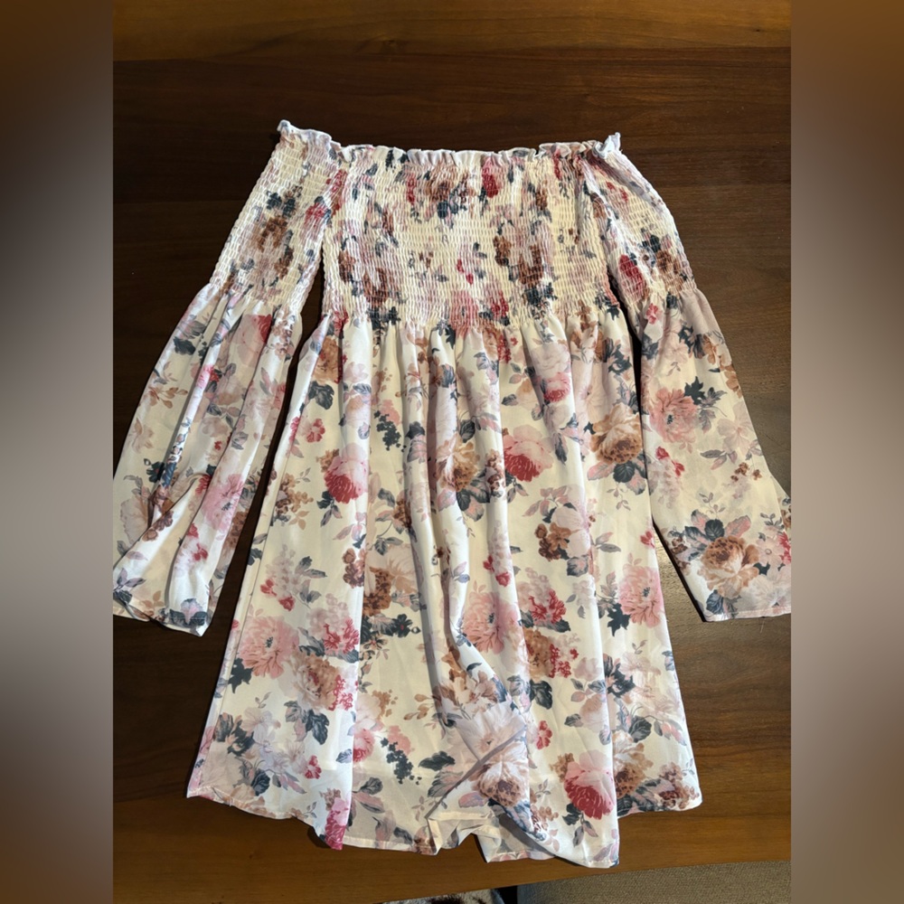 Floral Print Women's Off The Shoulder Dress